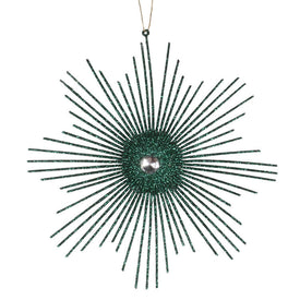 6.5" Emerald Glitter Snowflake Burst Ornament 6 Per Bag