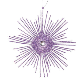 6.5" Lavender Glitter Snowflake Burst Ornament 6 Per Bag