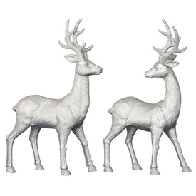 16.5" Silver Deer Set with Glitter Accents