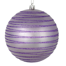 4.75" Lavender Candy Finish Ball with Glitter Lines 4 Per Bag