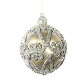 5" Gold Antique Filigree Pattern Ball Ornaments 3 Per Pack