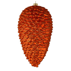10" Burnished Orange Matte Glitter Pine Cones 2 Per Box