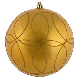 6" Honey Gold Candy Ornaments with Circle Glitter Pattern 3-Pack