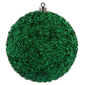 4" Seafoam Green Beaded Ball Ornaments with Drilled Caps 6 Per Bag