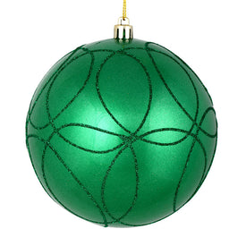 4.75" Seafoam Green Candy Ornaments with Circle Glitter Pattern 4-Pack
