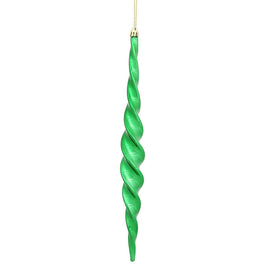 14.6" Green Shiny Spiral Icicle Ornaments 2 Per Box