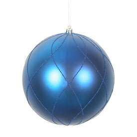 6" Blue Matte and Glitter Swirl Ball Ornaments 3 Per Box