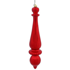 14" Red Shiny Finial Drop Ornaments 2-Pack