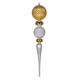 33" Champagne, Silver, and Gold Durian Finial Ornament