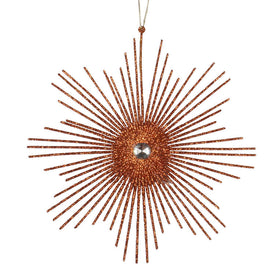 6.5" Copper Glitter Snowflake Burst Ornament 6 Per Bag