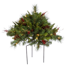 1.5' Pre-Lit Cibola Mixed Berry Artificial Christmas Bush with 50 Warm White LED Lights