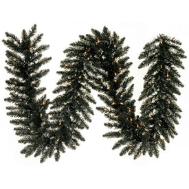 9' x 14" Pre-Lit Black Fir Artificial Christmas Garland with 100 Warm White LED Lights
