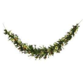 6' Pre-Lit Mixed Country Pine Artificial Christmas Garland with 50 Warm White LED Lights