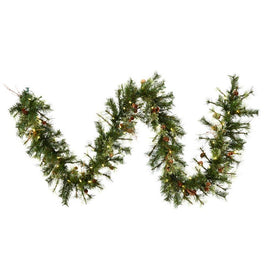 9' x 12" Pre-Lit Mixed Country Pine Artificial Christmas Garland with 100 Warm White LED Lights