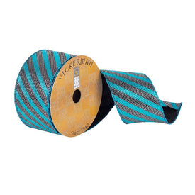 2.5" x 10 Yards Turquoise and Pewter Rivet Stripes Ribbon