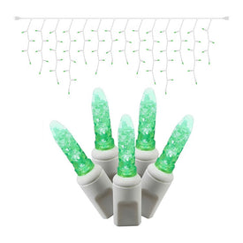 70-Count Green Twinkle M5 Icicle LED Christmas Light Strand on 9' White Wire