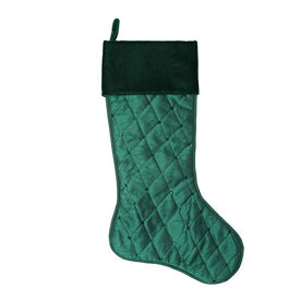 21" Green Quilt Stitch Jewel Stocking