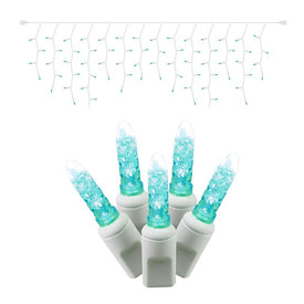70-Count Teal Twinkle M5 Icicle LED Christmas Light Strand on 9' White Wire