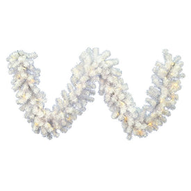 9' x 12" Pre-Lit Crystal White Spruce Artificial Christmas Garland with 50 Warm White LED Lights
