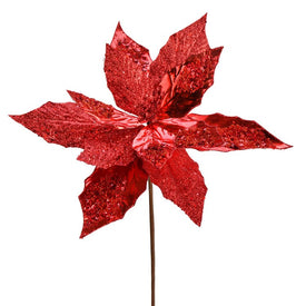 22" x 13" Red Poinsettia Sequin Sprays 6 Per Bag