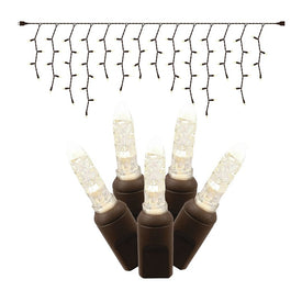 70-Count Warm White M5 Icicle LED Christmas Light Strand on 9' Brown Wire