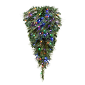36" x 22" Pre-Lit Mixed Brussels Pine Artificial Teardrop with 35 Multi-Color LED Mini Lights, 6 Hour On/Off Timer, and Battery Pack