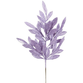 Use these Vickerman 22" Purple Glitter Bay Leaf Artificial Christmas Sprays 6 Per Bag