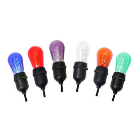 12-Count Multi-Color Transparent S14 LED Light Set on Black Wire
