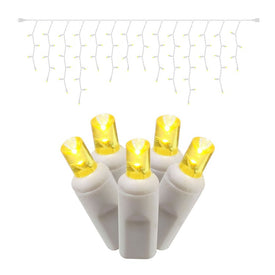 70-Count Yellow Wide-Angle Icicle LED Christmas Light Strand on 9' White Wire