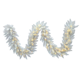 Vickerman 9' Sparkle White Spruce Artificial Christmas Garland, Pure White LED Lights