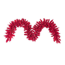 9' x 14" Unlit Flocked Red Fir Artificial Christmas Garland