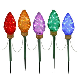 100-Light 10-Foot 8.5" Multi-Color C9 Faceted LED Light Stakes