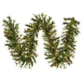 9' x 12" Pre-Lit Mixed Country Pine Artificial Christmas Garland with 100 Clear Dura-Lit Lights