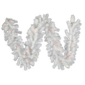 9' x 12" Pre-Lit Crystal White Spruce Artificial Christmas Garland with 50 Multi-Colored LED Lights