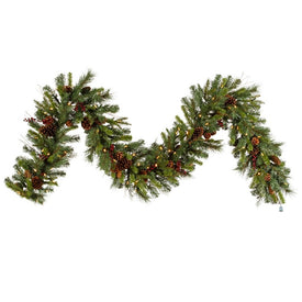 Vickerman 9' Cibola Mixed Berry Artificial Christmas Garland, Warm White LED Mini Lights