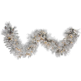 9' Pre-Lit Flocked Alberta Artificial Christmas Garland with 150 Warm White LED Lights