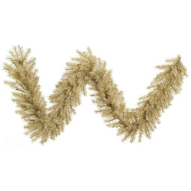 9' Unlit White/Gold Tinsel Artificial Christmas Garland without Lights