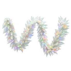 9' Sparkle White Spruce Artificial Christmas Garland with 100 Multi-Colored LED Lights