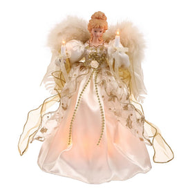 12" Lighted White and Gold Angel Christmas Tree Topper