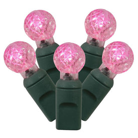 100-Count Pink G12 LED Christmas Light Strand on 34' Green Wire