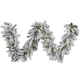 9' Pre-Lit Snow Ridge Artificial Christmas Garland with 100 Warm White LED Lights