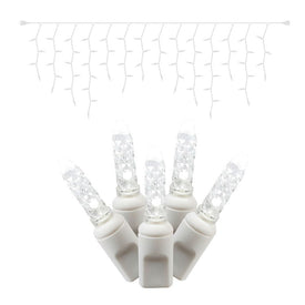 70-Count Pure White Twinkle M5 Icicle LED Christmas Light Strand on 9' White Wire