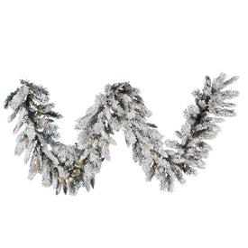 9' Pre-Lit Snow Ridge Artificial Christmas Garland with 100 Clear Lights