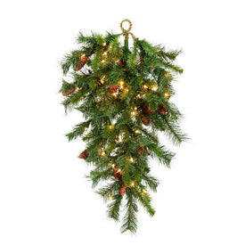 42" Pre-Lit Cheyenne Pine Artificial Christmas Teardrop with 100 Clear Lights