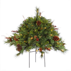 2' Pre-Lit Cibola Mixed Berry Artificial Christmas Bush with 100 Warm White LED Lights