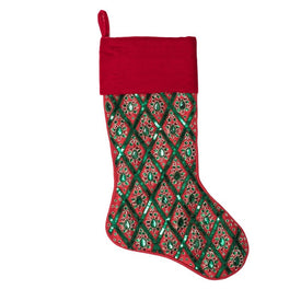 20" Red/Green Sequin Pattern Stocking