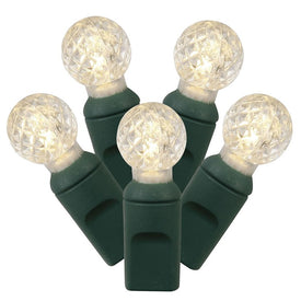 Vickerman 100 Warm White G12 LED Single Mold Light on Green Wire, 34' Christmas Light Strand