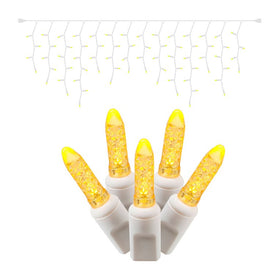 70-Count Yellow M5 Icicle LED Christmas Light Strand on 9' White Wire