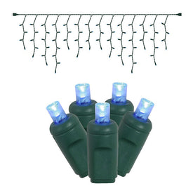 70-Count Blue Wide-Angle Icicle Light Set on 9' Green Wire
