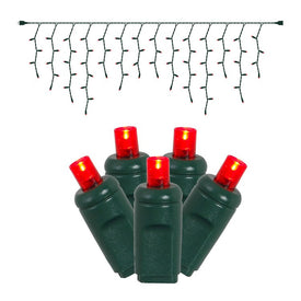 70-Count Red Wide-Angle Icicle Light Set on 9' Green Wire